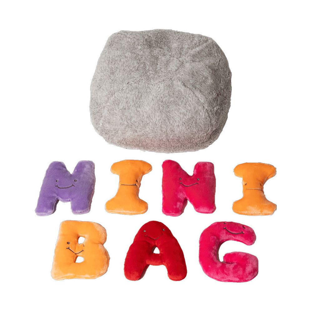 Alphabet Plush Mini Set - Rainbow Letters with Light Grey Bag