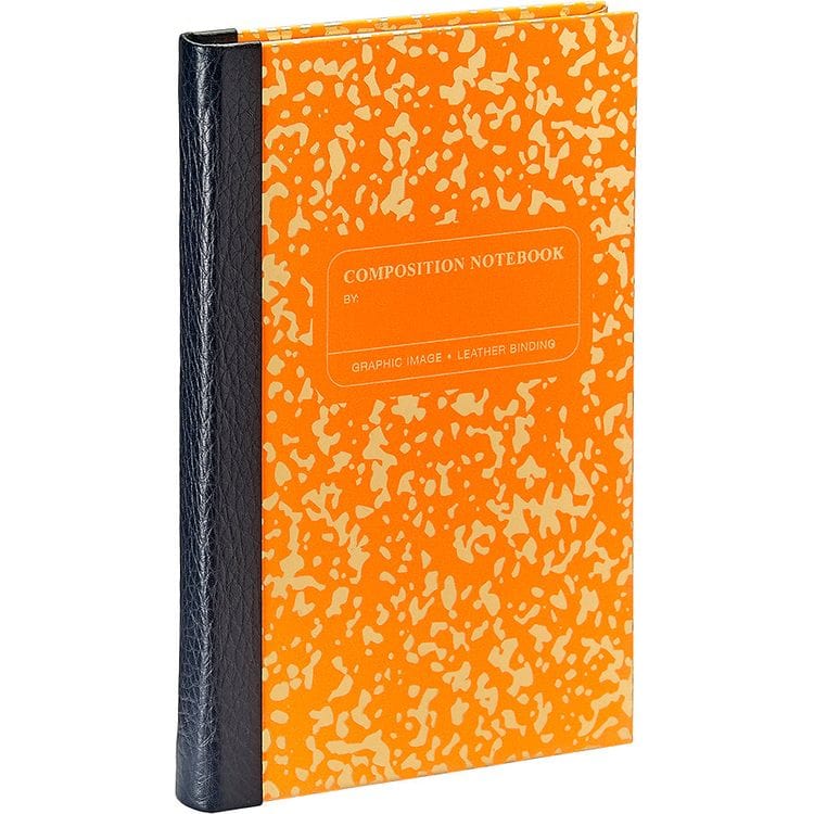 Composition Notebook in Neon Orange/Gold Leather