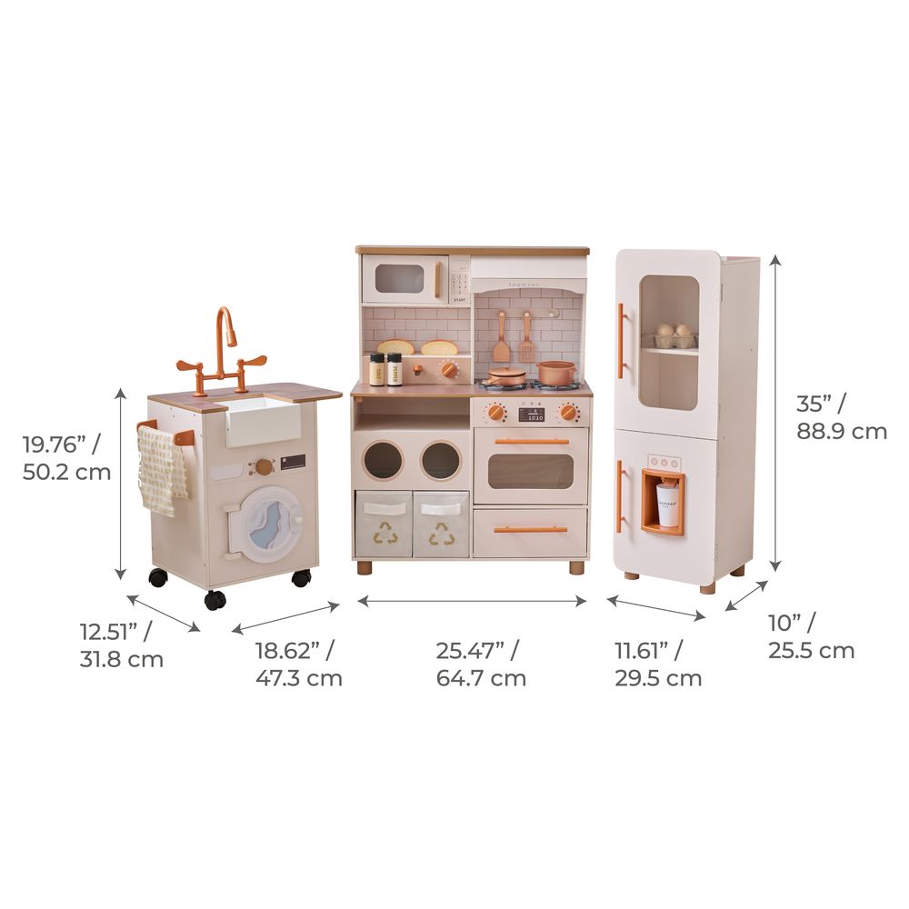 Little Chef Savannah Wooden Play Kitchen with 3 Modular Pieces - Cream