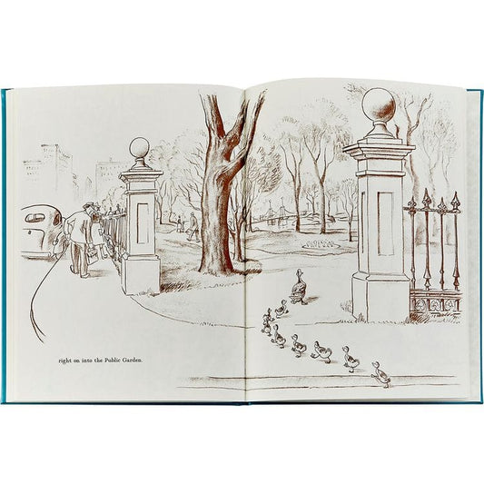 "Make Way For Ducklings" Book in Teal Blue Italian Leather