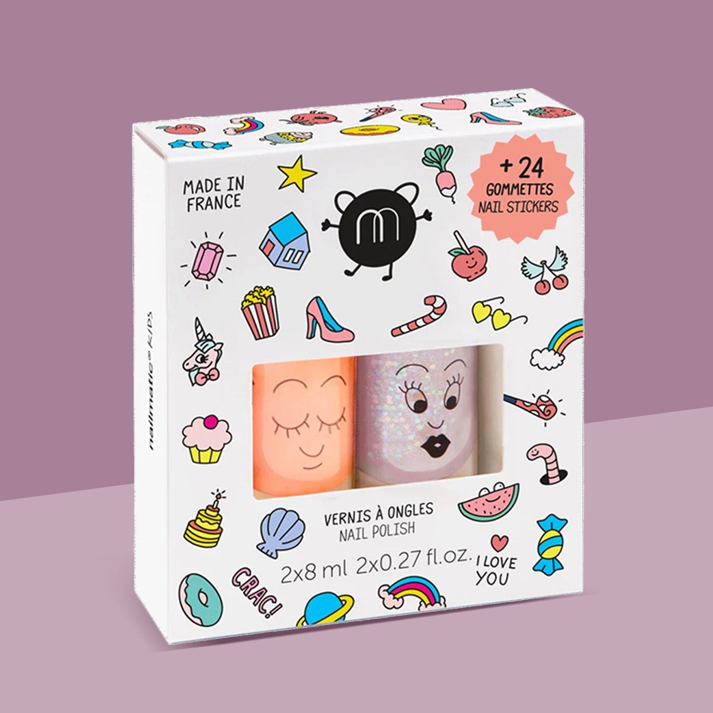 Nail Polish and Nail Sticker Set for Kids