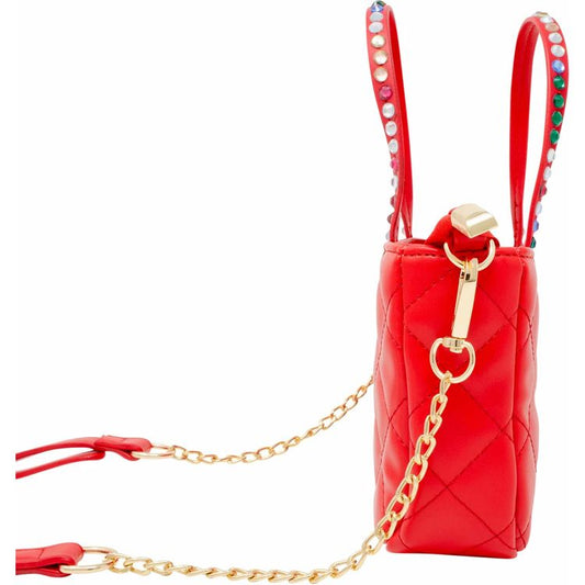 Quilted Rhinestone Tote Bag - Red