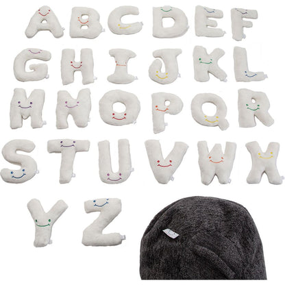 Alphabet Plush Set - Cream Letters with Dark Grey Bag