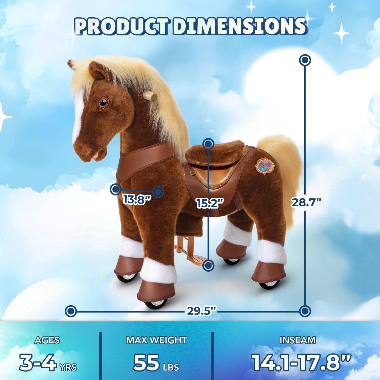 Brown Horse Model Y Ride on Toy - 3-4 Years