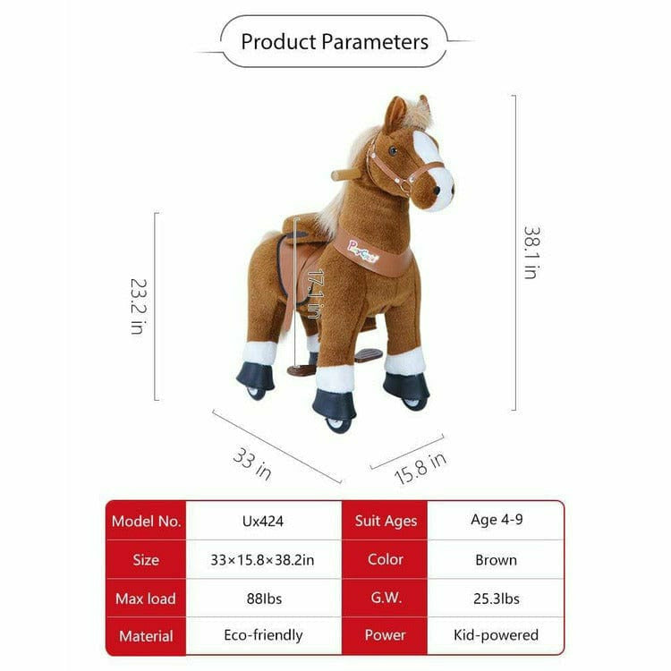 Brown Model U Ride-On Horse - 4-7 Years