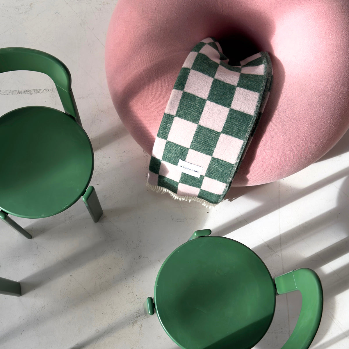 Checkerboard Blanket - Green/Pink
