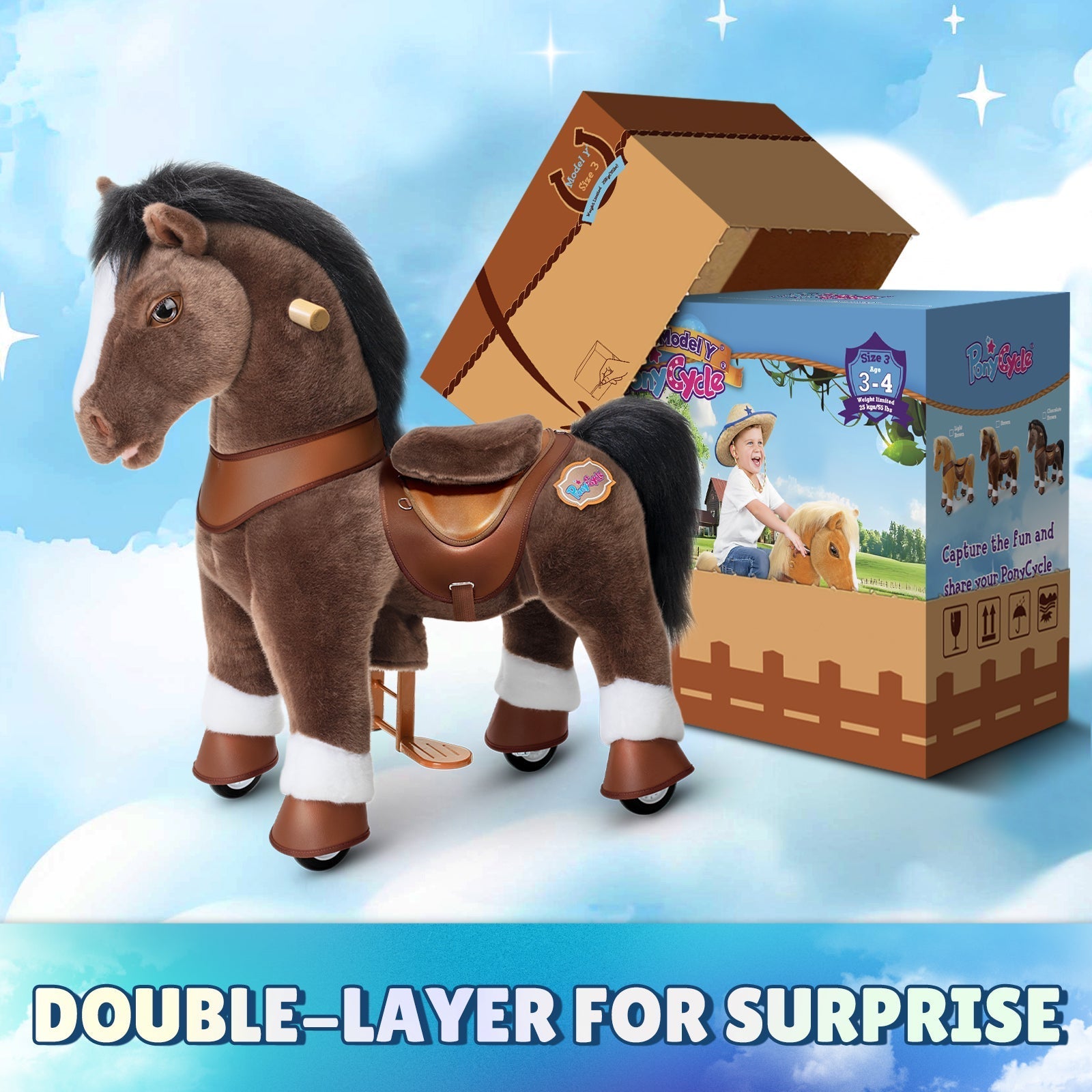 Chocolate Brown Horse Model Y Ride on Toy - 3-4 Years