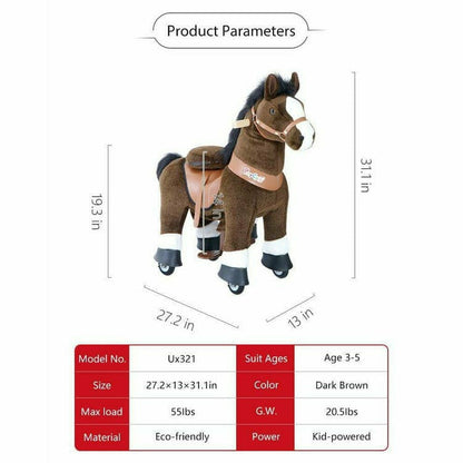 Chocolate Brown Model U Ride-On Horse - 3-4 Years