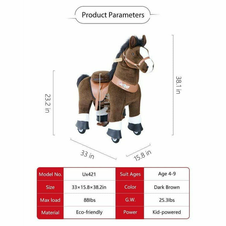 Chocolate Brown Model U Ride-On Horse - 4-7 Years