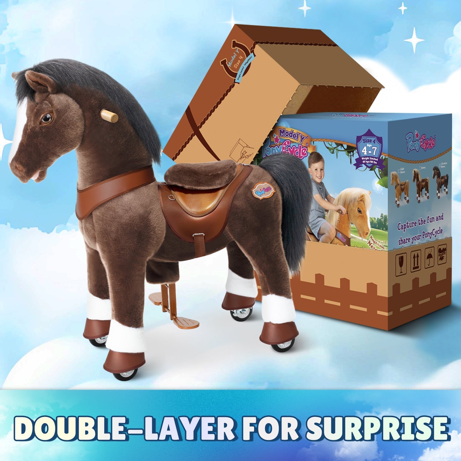 Chocolate Brown Model Y Horse Ride on Toy - 4-7 Years