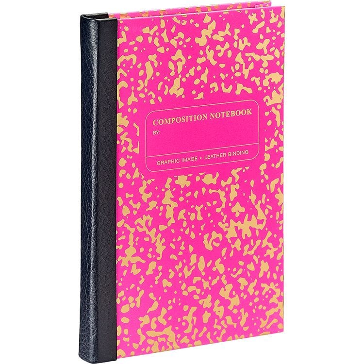 Composition Notebook in Neon Pink/Gold Leather