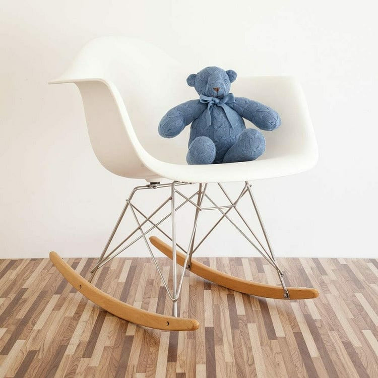 Dark Blue Cable Knit Plush Teddy Bear