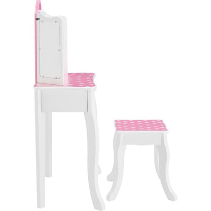 Fantasy Fields Gisele Polka Dot Kids Vanity Table & Stool with LED