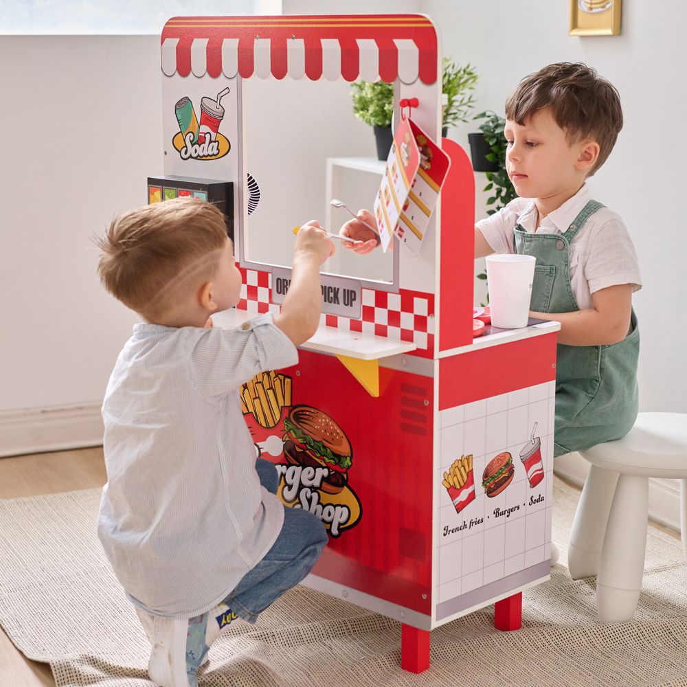 Flip & Fry Wooden Burger Shop with 29 Pcs Accessories
