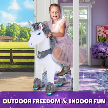 Grey Unicorn Model Y Ride on Toy - 4-7 Years