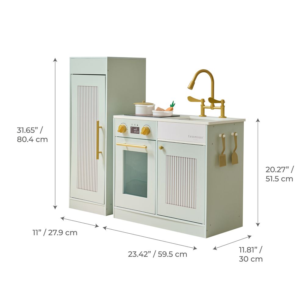 Little Chef Chester Wooden Play Kitchen with Large Fridge & Sink - Green
