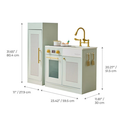 Little Chef Chester Wooden Play Kitchen with Large Fridge & Sink - Green