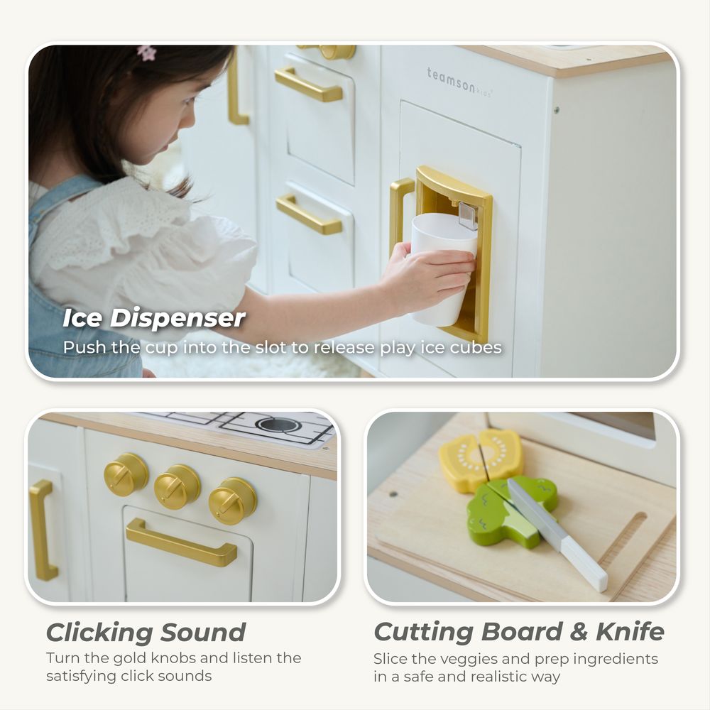 Little Chef Hampton Wooden Play Kitchen with Ice Dispenser & Sink - White