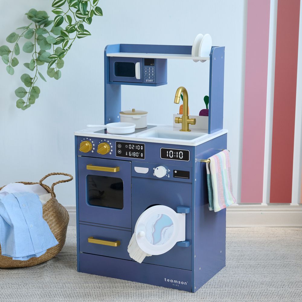 Little Chef Lake Tahoe Wooden Play Kitchen Washer & Mini Garden - Blue