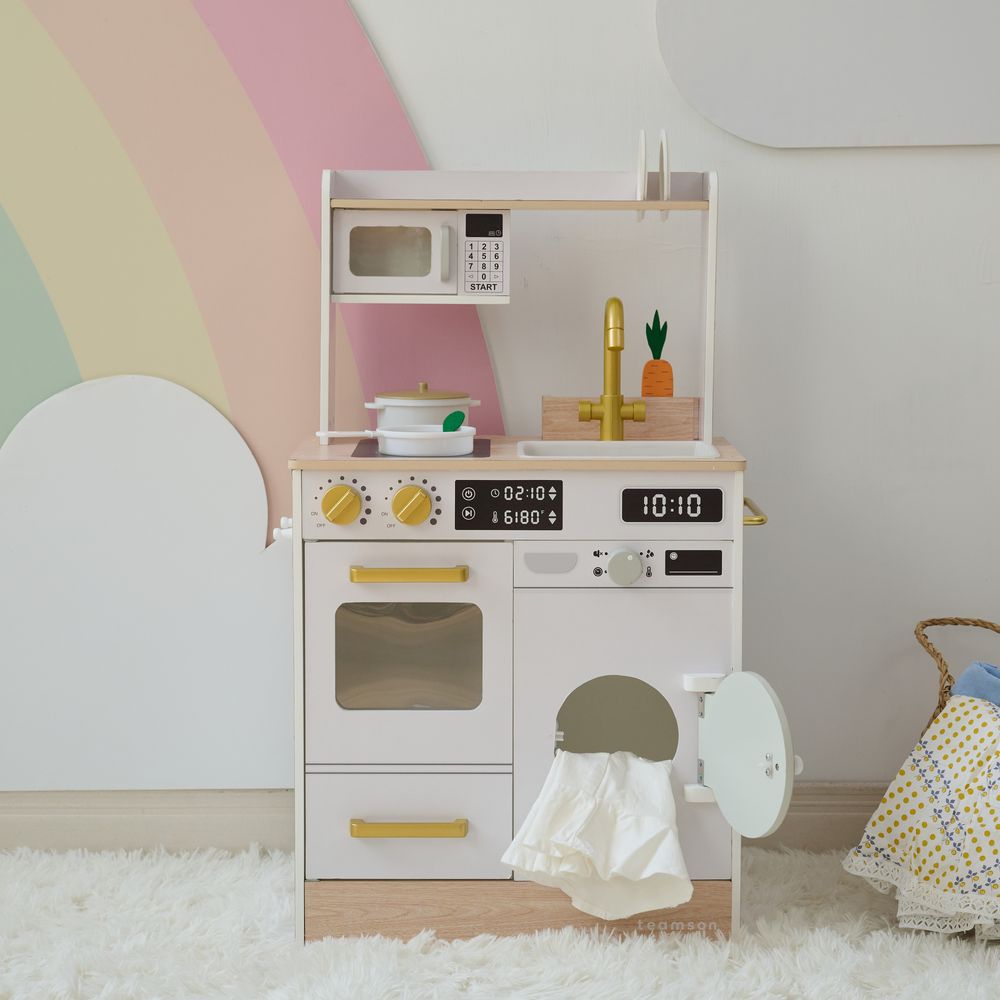Little Chef Lake Tahoe Wooden Play Kitchen Washer & Mini Garden - White