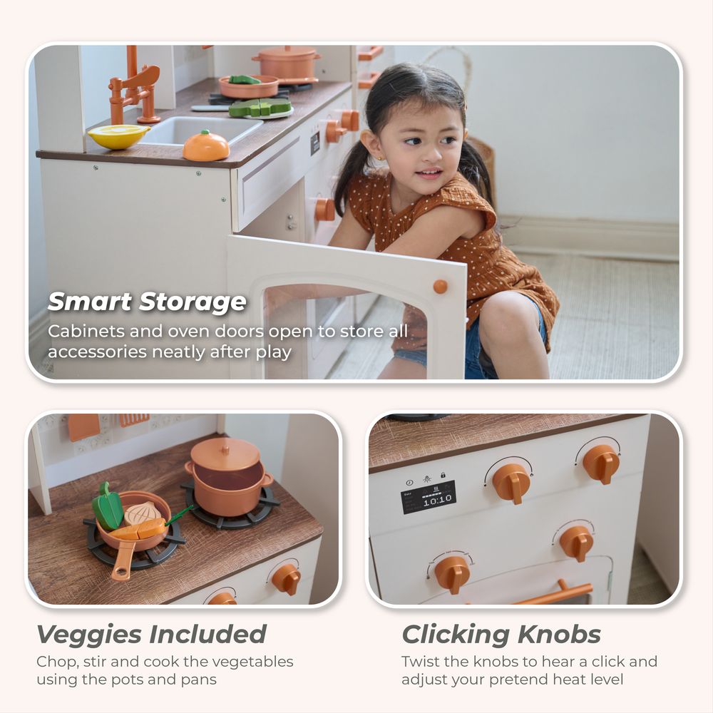 Little Chef Normandy Wooden Play Kitchen with Modular Fridge & Sink - Pink