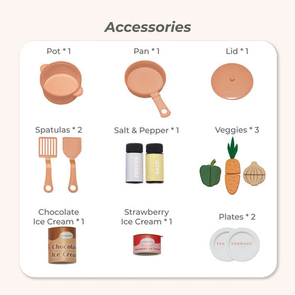 Little Chef Normandy Wooden Play Kitchen with Modular Fridge & Sink - Pink