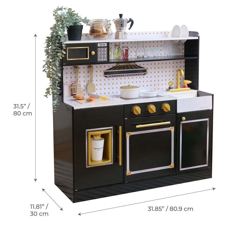 Little Chef St. Louis Wooden Play Kitchen with Sink & Ice Dispenser - Black