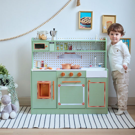 Little Chef St. Louis Wooden Play Kitchen with Sink & Ice Dispenser - Green