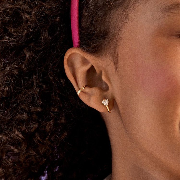 Little Hearts Big Feelings 18K Gold Kids' Hoop Earrings - Clear/Gold