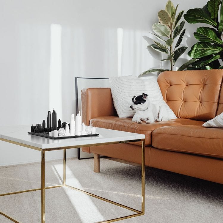Los Angeles Edition Acrylic Chess Set with Marble Hatch Board