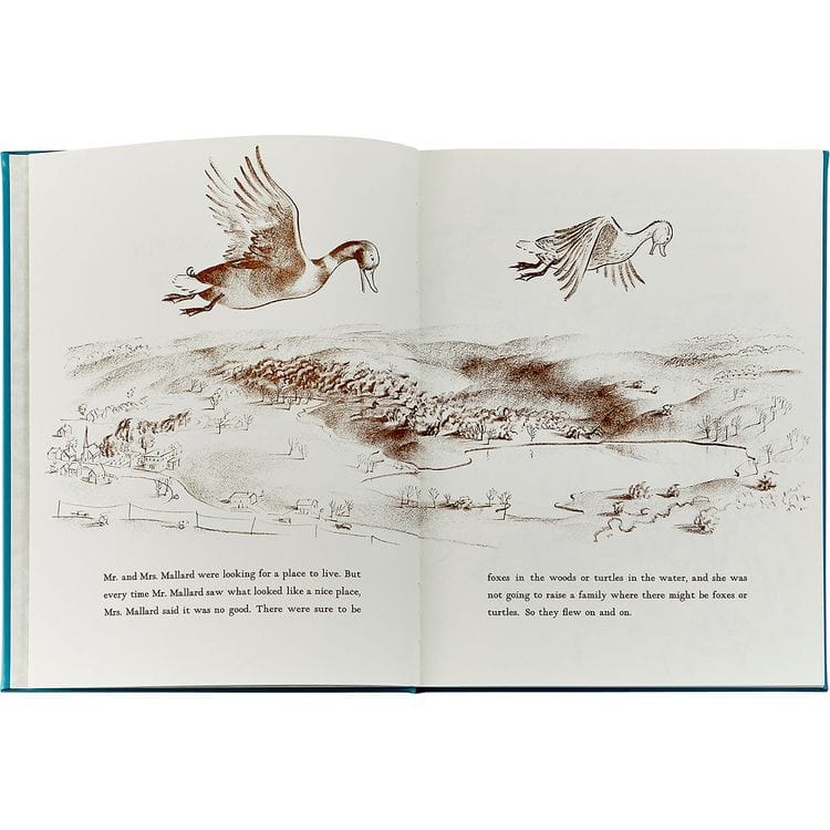 "Make Way For Ducklings" Book in Teal Blue Italian Leather