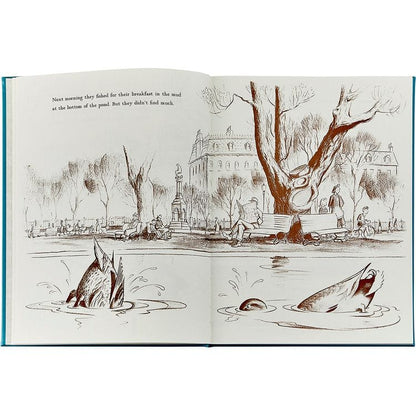 "Make Way For Ducklings" Book in Teal Blue Italian Leather