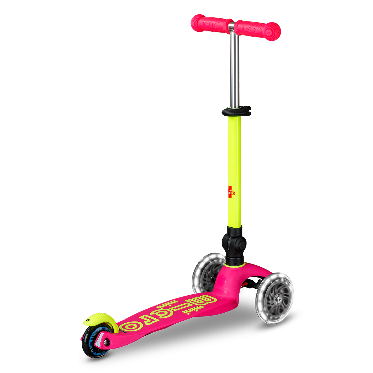 Mini Deluxe Foldable LED Scooter - Neon Flamingo Pink/Yellow