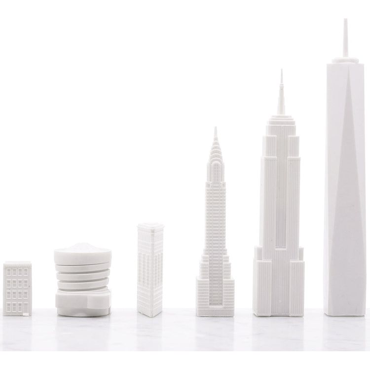 New York City Edition Acrylic Chess Set with Marble Hatch Board