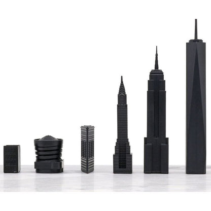 New York City Edition Acrylic Chess Set with Marble Hatch Board