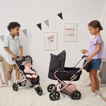 Olivia's Little World Pin Up Doll Jogging Stroller & Retractable Canopy - Black