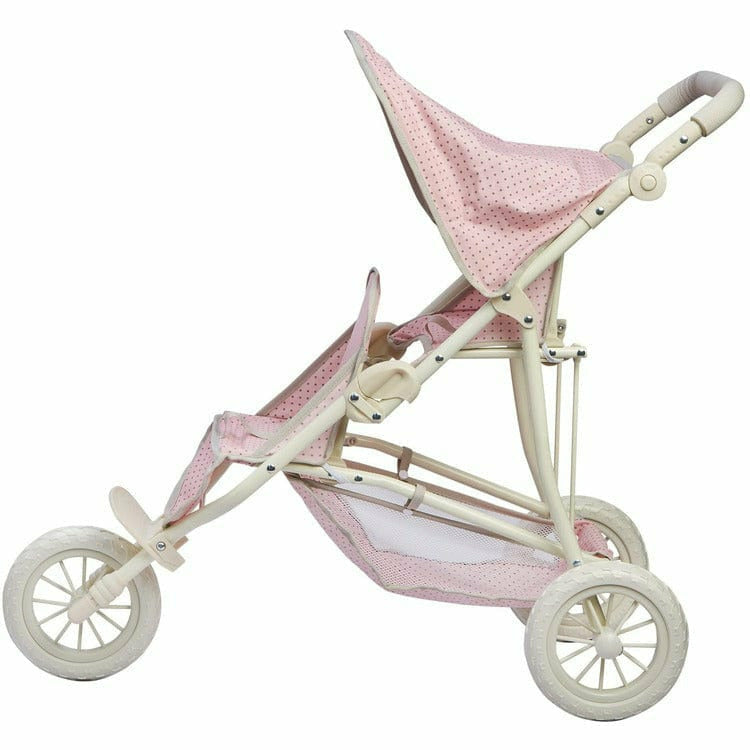 Olivia's Little World - Polka Dots Princess Baby Doll Twin Jogging Stroller - Pink & Grey