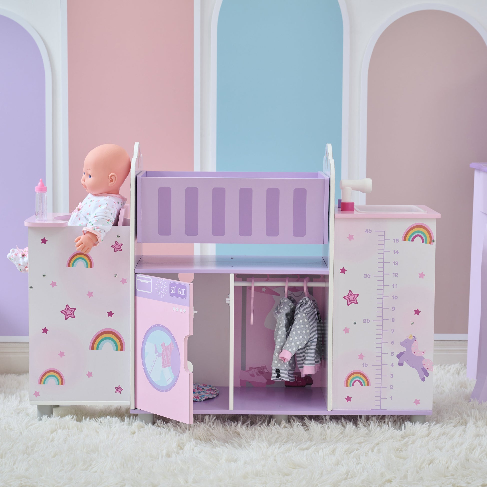 Olivia's Little World Wood Doll Nursery with Cradle, Sink & Closet