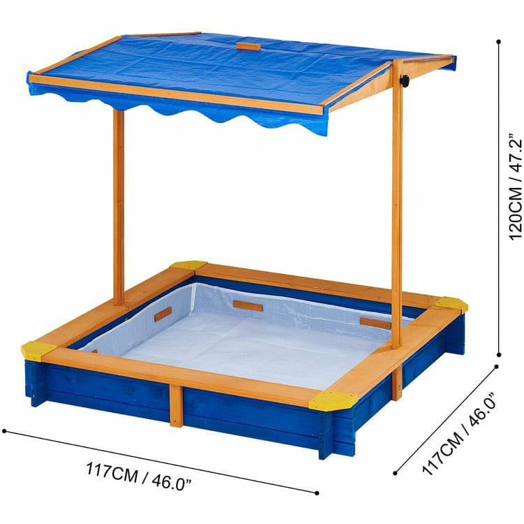 Outdoor Summer Sand Box - Wood / Blue