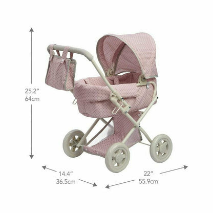 Polka Dots Princess Deluxe Baby Doll Stroller - Pink