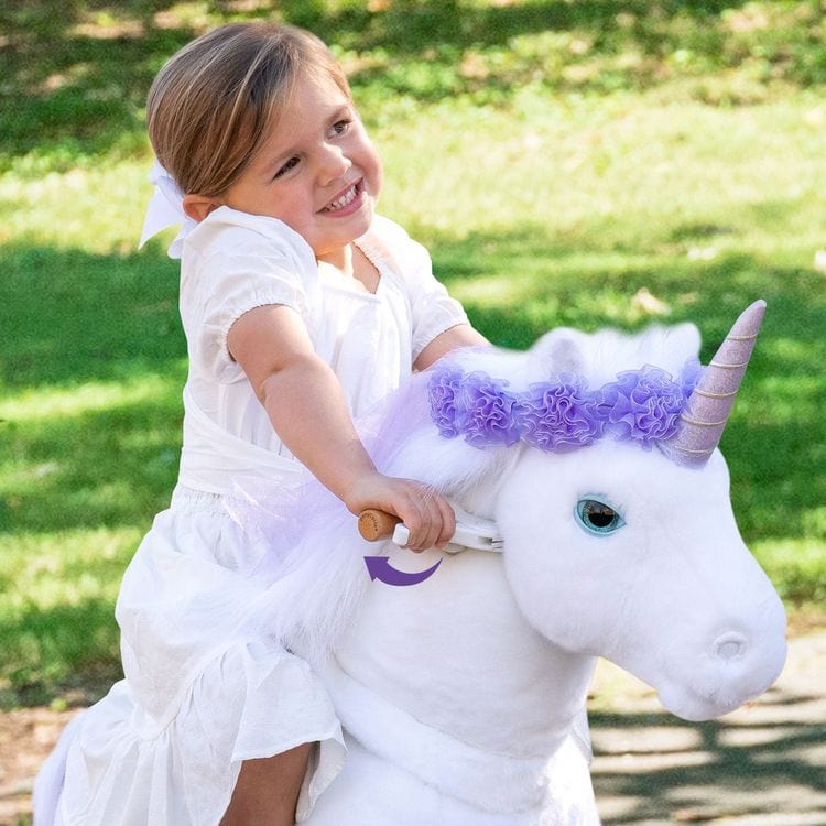 Purple Model X Ride-On Unicorn - 3-4 Years