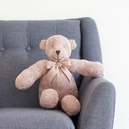 Rose Cable Knit Plush Teddy Bear