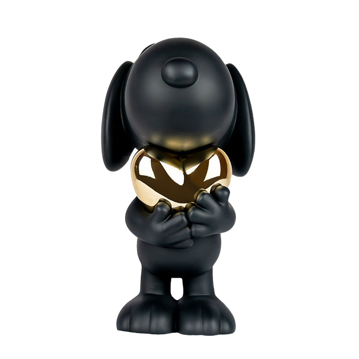 Snoopy Matte Black Figure with Chrome Gold Heart - 21.6"