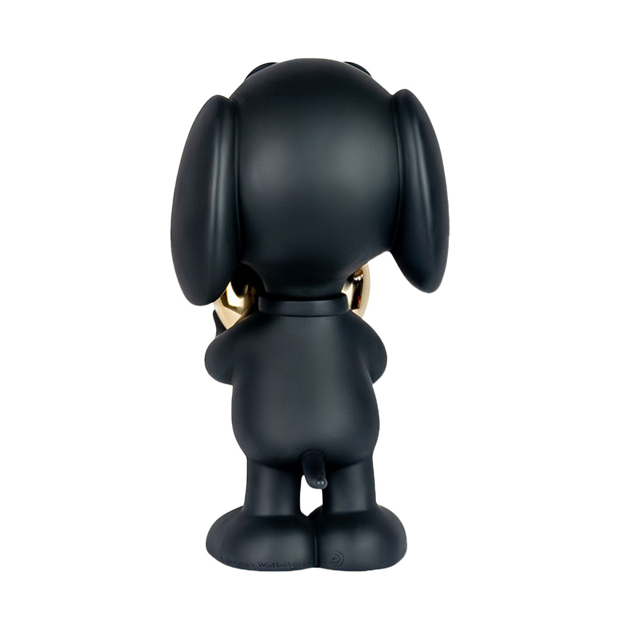 Snoopy Matte Black Figure with Chrome Gold Heart - 21.6"