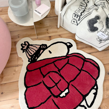 Snoopy Puffer Jacket Rug - Red
