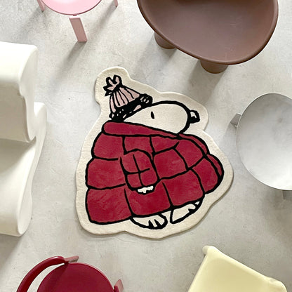 Snoopy Puffer Jacket Rug - Red