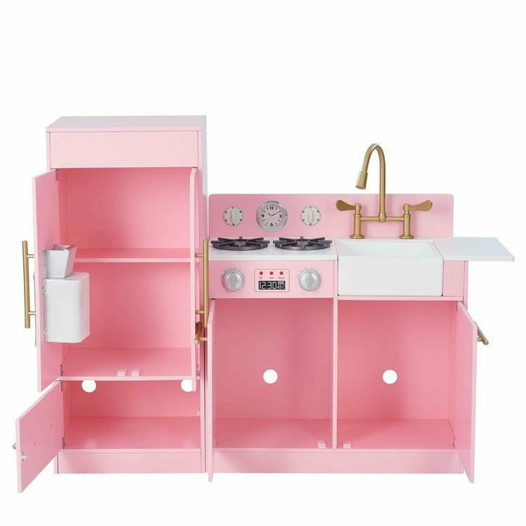 Teamson Kids Little Chef Charlotte 2-Piece Modular Wooden Play Kitchen, Pink