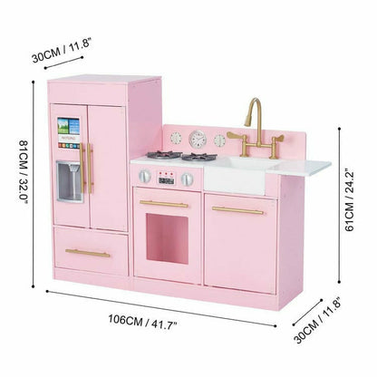 Teamson Kids Little Chef Charlotte 2-Piece Modular Wooden Play Kitchen, Pink