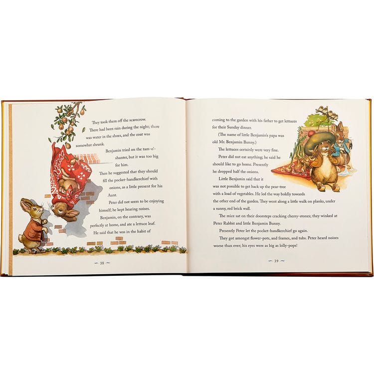 "The Classic Tale of Peter Rabbit" Book in Tan Bonded Leather