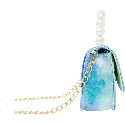 Tie Dye Crocodile Pearl Handle Bag - Blue